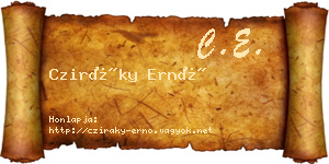Cziráky Ernő névjegykártya